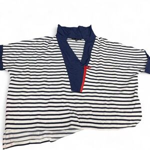 Navy Striped Collared Shirt
